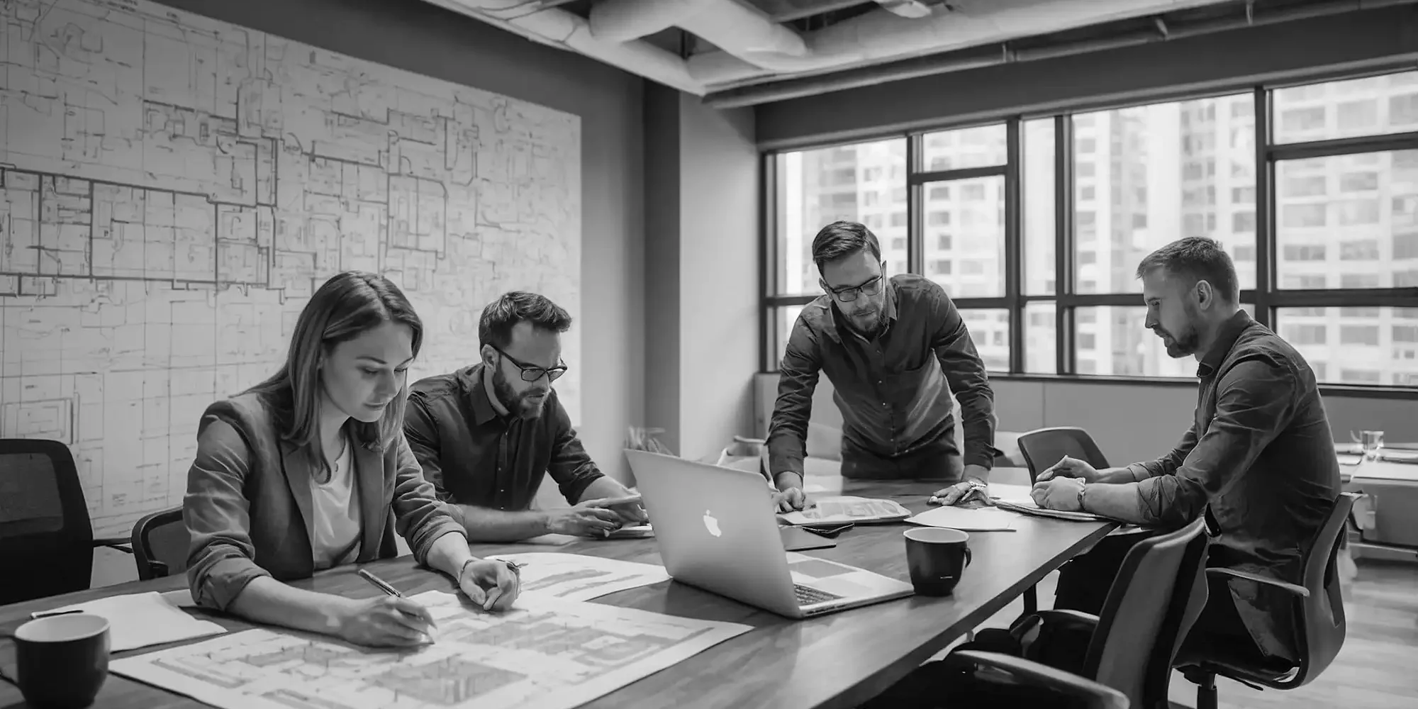 Equipo tecnico revisando estrategias de implementacion BIM