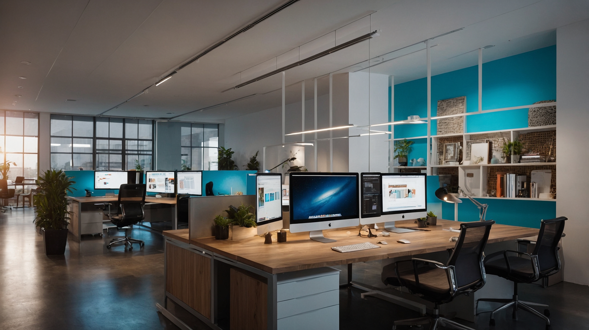Oficina tecnica trabajando con colaboradores remotos conectados