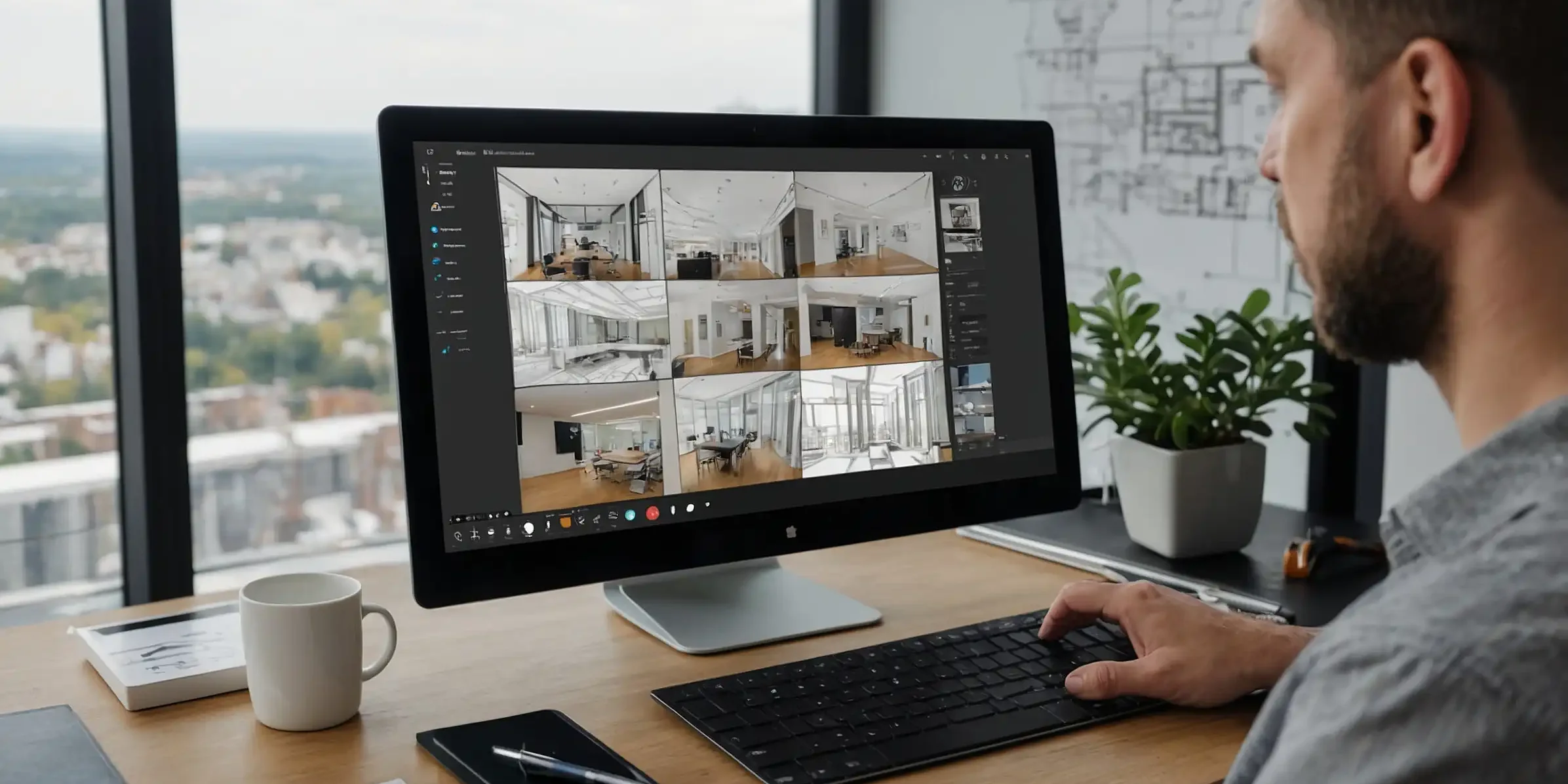 Freelancer modelando en BIM desde su laptop con entorno de trabajo remoto