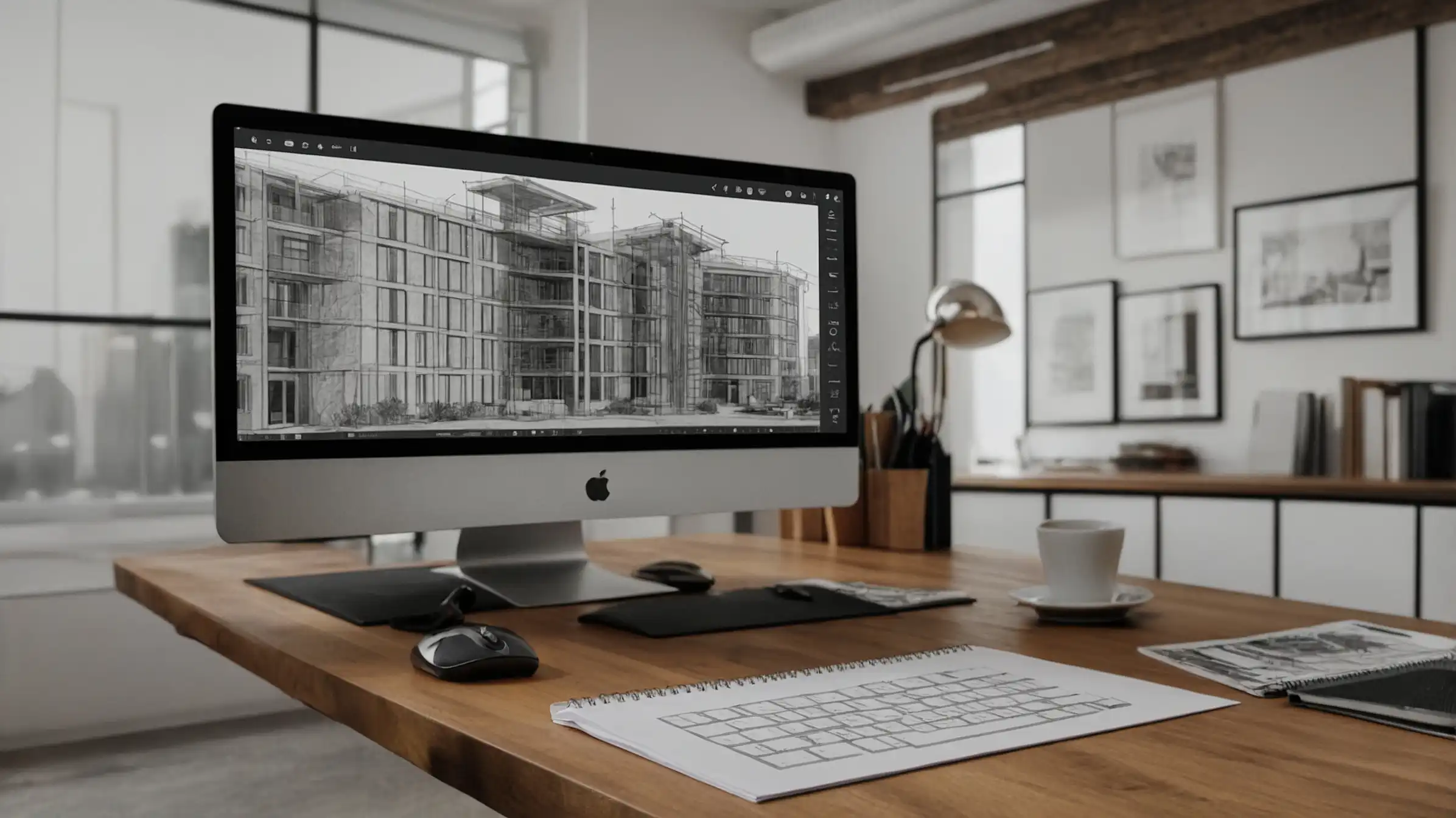 Modelo BIM en Revit abierto por profesional remoto desde coworking