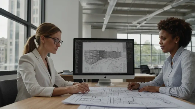 Equipo de arquitectura revisando un BEP personalizado