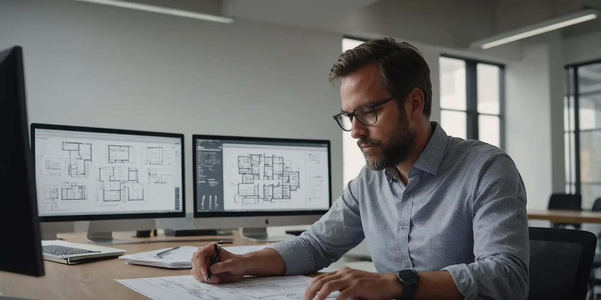 Consultor BIM explicando procesos tecnicos a estudio de arquitectura