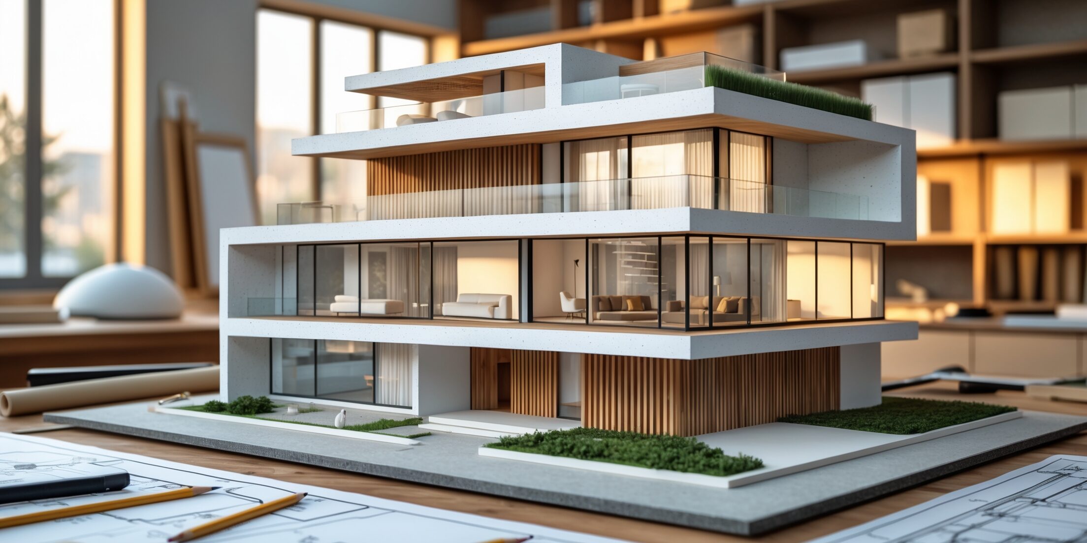 Equipo tecnico revisando modelo 3D en oficina con estructura BIM